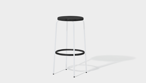 reddie-raw stool 35dia x 65H (counter height) / Wood Teak~Black / Metal~White Milton Stool