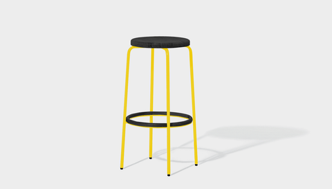 reddie-raw stool 35dia x 65H (counter height) / Wood Teak~Black / Metal~Yellow Milton Stool
