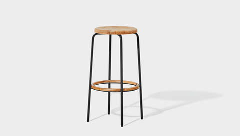 reddie-raw stool 35dia x 65H (counter height) / Wood Teak~Natural / Metal~Black Milton Stool