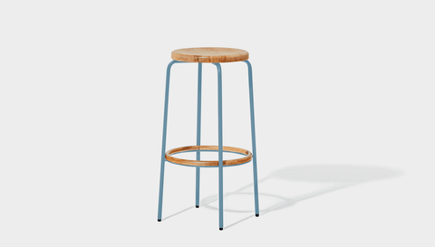 reddie-raw stool 35dia x 65H (counter height) / Wood Teak~Natural / Metal~Blue Milton Stool