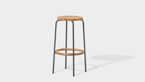 reddie-raw stool 35dia x 65H (counter height) / Wood Teak~Natural / Metal~Grey Milton Stool