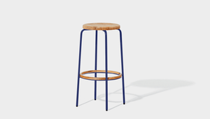 reddie-raw stool 35dia x 65H (counter height) / Wood Teak~Natural / Metal~Navy Milton Stool