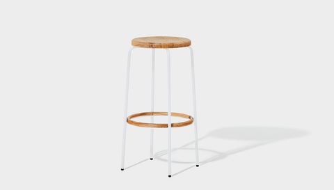 reddie-raw stool 35dia x 65H (counter height) / Wood Teak~Natural / Metal~White Milton Stool