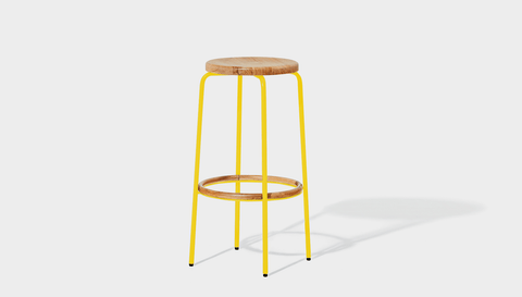 reddie-raw stool 35dia x 65H (counter height) / Wood Teak~Natural / Metal~Yellow Milton Stool