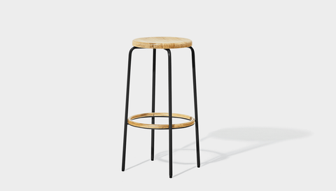 reddie-raw stool 35dia x 65H (counter height) / Wood Teak~Oak / Metal~Black Milton Stool