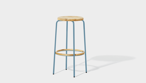 reddie-raw stool 35dia x 65H (counter height) / Wood Teak~Oak / Metal~Blue Milton Stool
