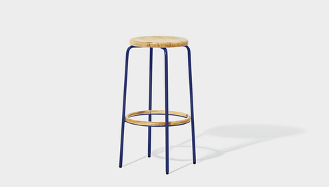 reddie-raw stool 35dia x 65H (counter height) / Wood Teak~Oak / Metal~Navy Milton Stool