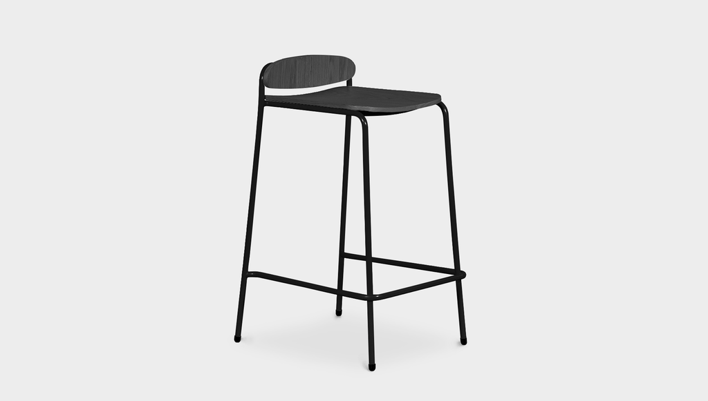 reddie-raw stool 55 W x 54 D x 91 H *cm (75 H seat) / Wood Veneer~Black / Metal~Black Kami Stackable Bar Stool
