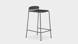 reddie-raw stool 55 W x 54 D x 91 H *cm (75 H seat) / Wood Veneer~Black / Metal~Grey Kami Stackable Bar Stool