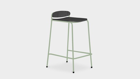 reddie-raw stool 55 W x 54 D x 91 H *cm (75 H seat) / Wood Veneer~Black / Metal~Mint Kami Stackable Bar Stool