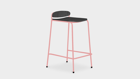 reddie-raw stool 55 W x 54 D x 91 H *cm (75 H seat) / Wood Veneer~Black / Metal~Pink Kami Stackable Bar Stool