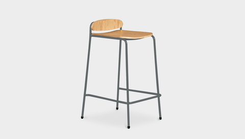 reddie-raw stool 55 W x 54 D x 91 H *cm (75 H seat) / Wood Veneer~Oak / Metal~Grey Kami Stackable Bar Stool
