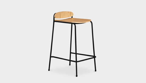 reddie-raw stool 55 W x 54 D x 91 H *cm (75 H seat) / Wood Veneer~Teak / Metal~Black Kami Stackable Bar Stool