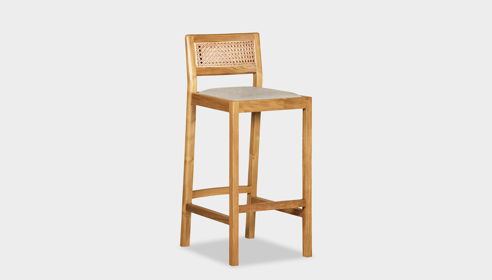 reddie-raw stool BAR 42W x 47D x 100H (75H seat) / Wood Teak~Oak / Fabric~Vienna Custard Rita Bar Stool