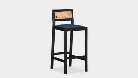 reddie-raw stool COUNTER 42W x 47D x 90 H (65H seat) / Wood Teak~Black / Fabric~Vienna Bluejay Rita Bar Stool