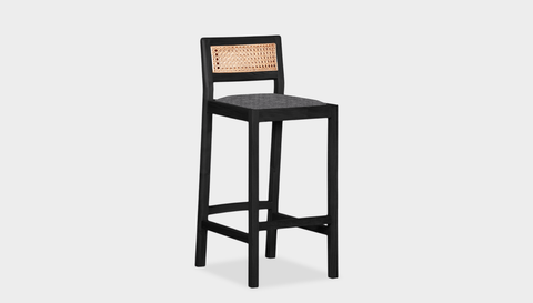 reddie-raw stool COUNTER 42W x 47D x 90 H (65H seat) / Wood Teak~Black / Fabric~Vienna Midgrey Rita Bar Stool