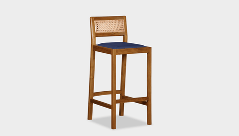 reddie-raw stool COUNTER 42W x 47D x 90 H (65H seat) / Wood Teak~Natural / Leather~Navy Rita Bar Stool