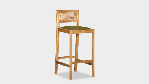 reddie-raw stool COUNTER 42W x 47D x 90 H (65H seat) / Wood Teak~Oak / Fabric~Keylargo Grass Rita Bar Stool