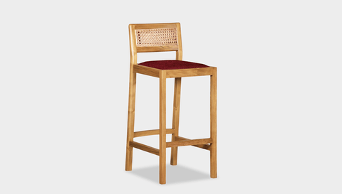 reddie-raw stool COUNTER 42W x 47D x 90 H (65H seat) / Wood Teak~Oak / Fabric~Vienna Ruby Rita Bar Stool