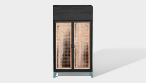 reddie-raw storage cupboard 60W x 45D x 110H *cm (with planter box) / Wood Teak~Black / Metal~Blue NCW Storage Wood Unit with and without planter