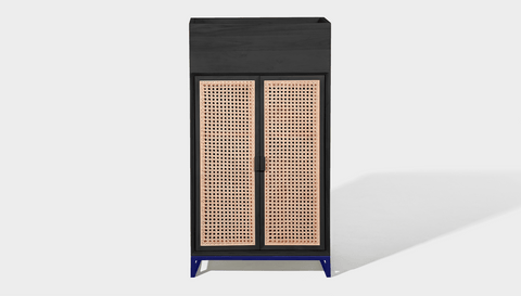 reddie-raw storage cupboard 60W x 45D x 110H *cm (with planter box) / Wood Teak~Black / Metal~Navy NCW Storage Wood Unit with and without planter