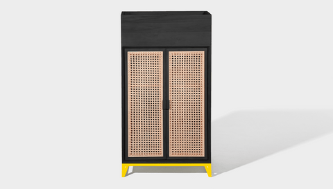 reddie-raw storage cupboard 60W x 45D x 110H *cm (with planter box) / Wood Teak~Black / Metal~Yellow NCW Storage Wood Unit with and without planter