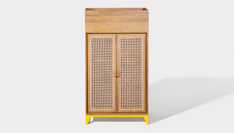 reddie-raw storage cupboard 60W x 45D x 110H *cm (with planter box) / Wood Teak~Oak / Metal~Yellow NCW Storage Wood Unit with and without planter