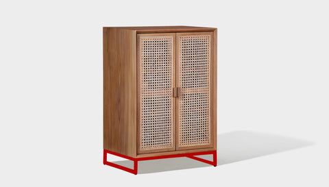 reddie-raw storage cupboard 60W x 45D x 90H *cm (no planter box) / Wood Teak~Natural / Metal~Red NCW Storage Wood Unit with and without planter