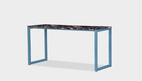 reddie-raw desk 150L x 35D x 75H *cm / Stone~Black Veined Marble / Metal~Blue Suzy Desk