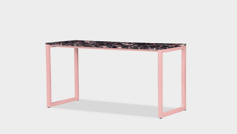 reddie-raw desk 150L x 35D x 75H *cm / Stone~Black Veined Marble / Metal~Pink Suzy Desk