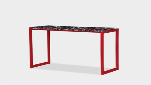 reddie-raw desk 150L x 35D x 75H *cm / Stone~Black Veined Marble / Metal~Red Suzy Desk
