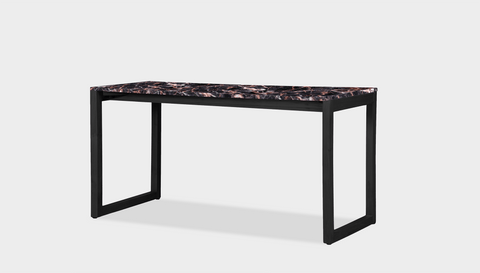 reddie-raw desk 150L x 35D x 75H *cm / Stone~Black Veined Marble / Wood Teak~Black Suzy Desk