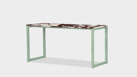 reddie-raw desk 150L x 35D x 75H *cm / Stone~Calacatta Viola / Metal~Mint Suzy Desk