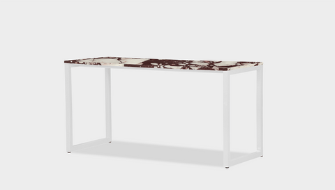 reddie-raw desk 150L x 35D x 75H *cm / Stone~Calacatta Viola / Metal~White Suzy Desk