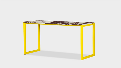 reddie-raw desk 150L x 35D x 75H *cm / Stone~Calacatta Viola / Metal~Yellow Suzy Desk