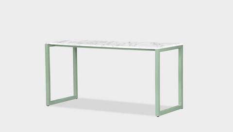 reddie-raw desk 150L x 35D x 75H *cm / Stone~White Veined Marble / Metal~Mint Suzy Desk
