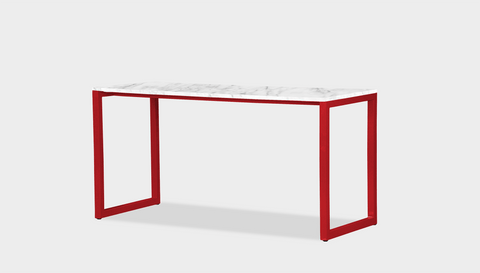 reddie-raw desk 150L x 35D x 75H *cm / Stone~White Veined Marble / Metal~Red Suzy Desk