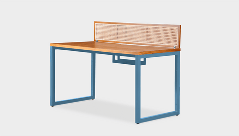 reddie-raw workstation (120 x 60 x 75 H) *cm (price incl. 25H screen & cable tray) / Wood-Veneer~Teak / Metal~Blue NCW Single Workstation Desk