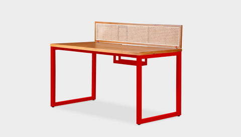 reddie-raw workstation (120 x 60 x 75 H) *cm (price incl. 25H screen & cable tray) / Wood-Veneer~Teak / Metal~Red NCW Single Workstation Desk