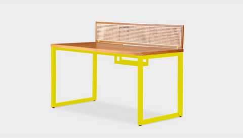 reddie-raw workstation (120 x 60 x 75 H) *cm (price incl. 25H screen & cable tray) / Wood-Veneer~Teak / Metal~Yellow NCW Single Workstation Desk