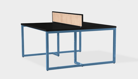 reddie-raw workstation 120W x 120D x 75H (+25H screen) *cm / Wood Veneer~Black / Metal~Blue NCW Double Workstation Desk