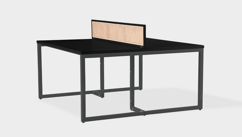 reddie-raw workstation 120W x 120D x 75H (+25H screen) *cm / Wood Veneer~Black / Metal~Grey NCW Double Workstation Desk