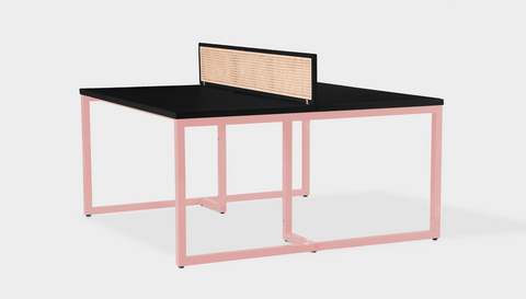 reddie-raw workstation 120W x 120D x 75H (+25H screen) *cm / Wood Veneer~Black / Metal~Pink NCW Double Workstation Desk
