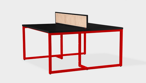 reddie-raw workstation 120W x 120D x 75H (+25H screen) *cm / Wood Veneer~Black / Metal~Red NCW Double Workstation Desk