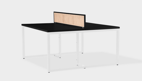 reddie-raw workstation 120W x 120D x 75H (+25H screen) *cm / Wood Veneer~Black / Metal~White NCW Double Workstation Desk