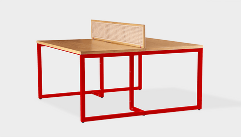 reddie-raw workstation 120W x 120D x 75H (+25H screen) *cm / Wood Veneer~Oak / Metal~Red NCW Double Workstation Desk