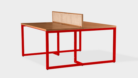 reddie-raw workstation 120W x 120D x 75H (+25H screen) *cm / Wood Veneer~Teak / Metal~Red NCW Double Workstation Desk